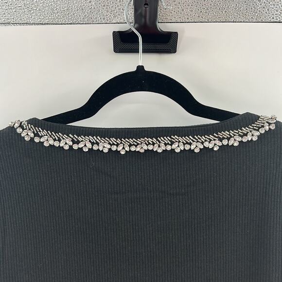 J. Crew Women's Vintage rib boatneck T-shirt with embellishments - Black - M NWT - Picture 7 of 8